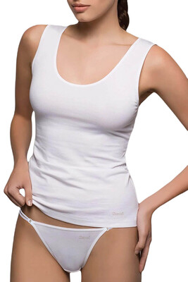 Kom Basic Singlet Pamuklu Kalın Askılı Atlet Beyaz