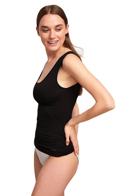 Kom Basic Singlet Pamuklu Kalın Askılı Atlet Siyah - 2