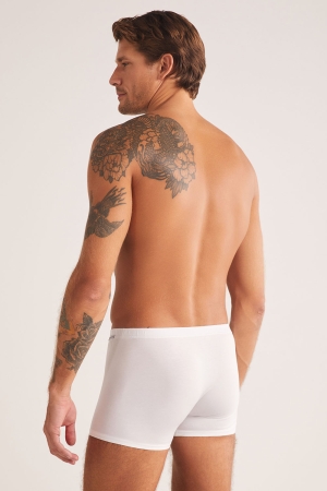 Kom Davide Pamuklu Basic Erkek Boxer Beyaz - 2
