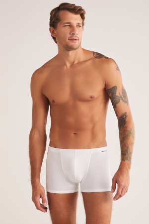 Kom Davide Pamuklu Basic Erkek Boxer Beyaz - 1