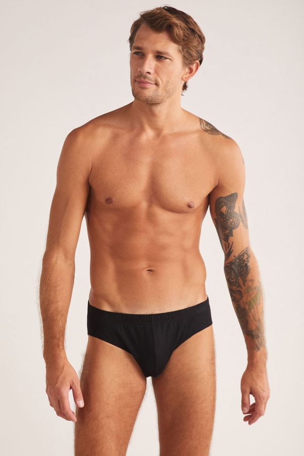 Kom Paul Pamuklu Basic 2'li Erkek Slip Siyah - 1