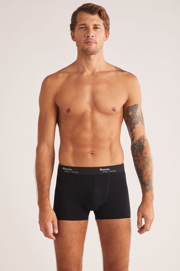 Kom Tight Pamuklu Erkek Boxer Siyah - 1