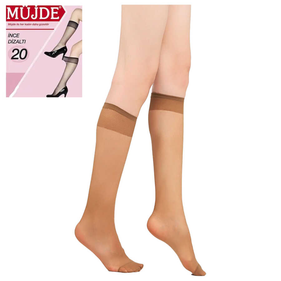 Müjde 20 Denye 3&prime;lü Diz Altı İnce Pantolon Çorap Bronz - 1
