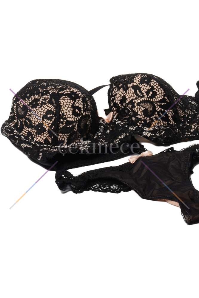 Nbb 4569 Kısa  Büstiyer Strıng Tk. Siyah-Pembe - 3
