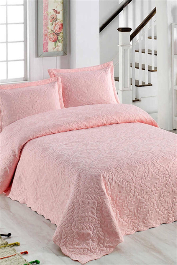 Örtüm Tek Kişilik Yatak Örtüsü Sarmaşık Pembe - 1