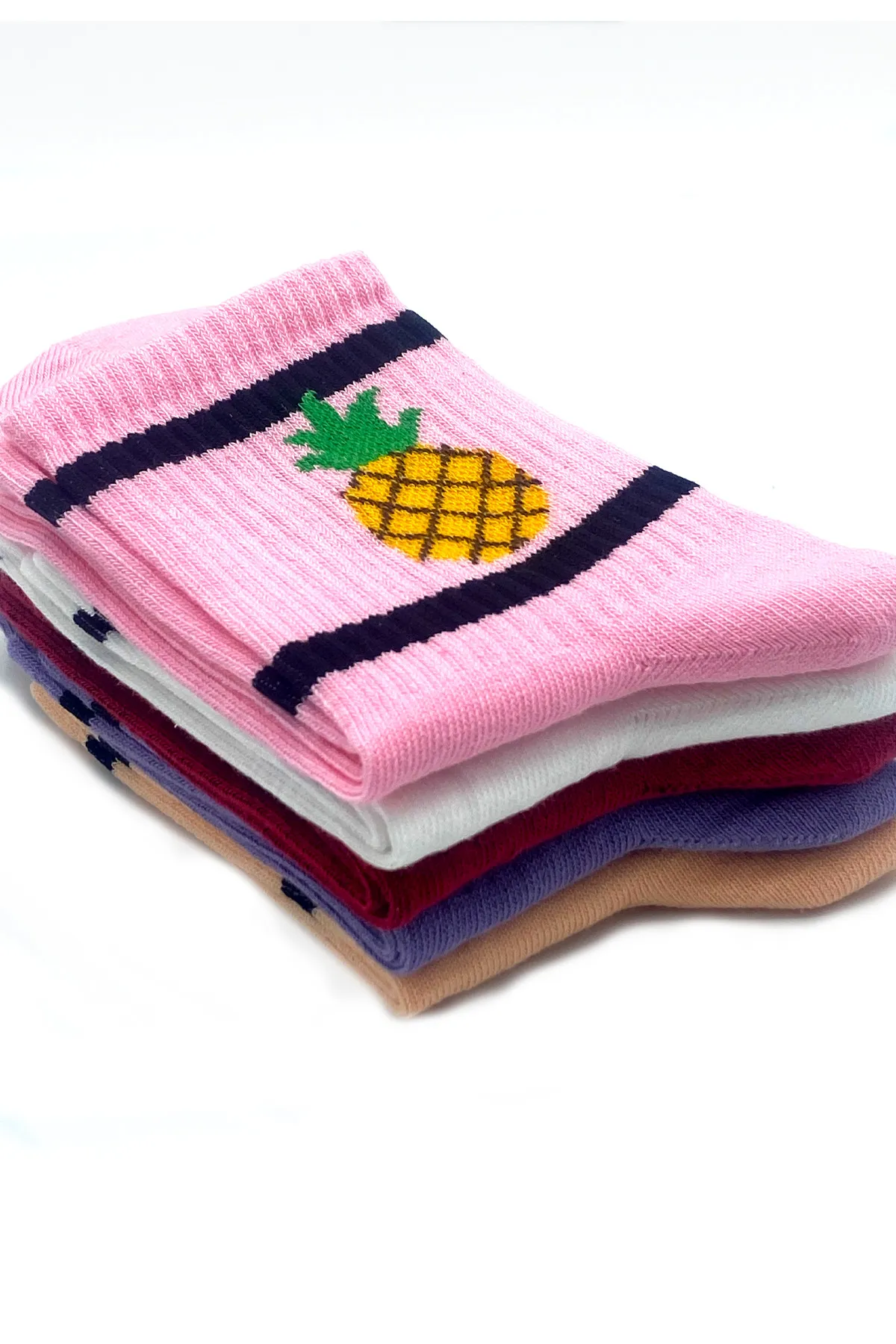Solonine Premium 5'li Meyve Desenli Kısa Konç Soket Ananas