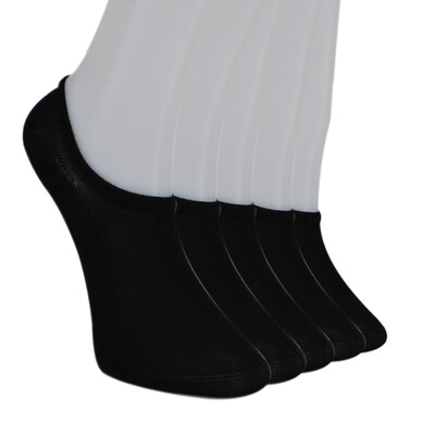 Solonine Premium 5'li Unisex Görünmez Renkli Çorap Siyah 